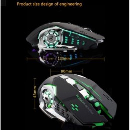 Mouse da gaming LED wireless con batteria ricaricabile incorporata nero FV-W502