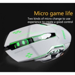 Mouse da gaming LED wireless con batteria ricaricabile incorporata bianco FV-W502