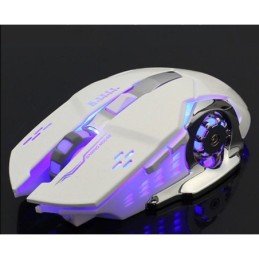Mouse da gaming LED wireless con batteria ricaricabile incorporata bianco FV-W502