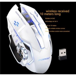 Mouse da gaming LED wireless con batteria ricaricabile incorporata bianco FV-W502