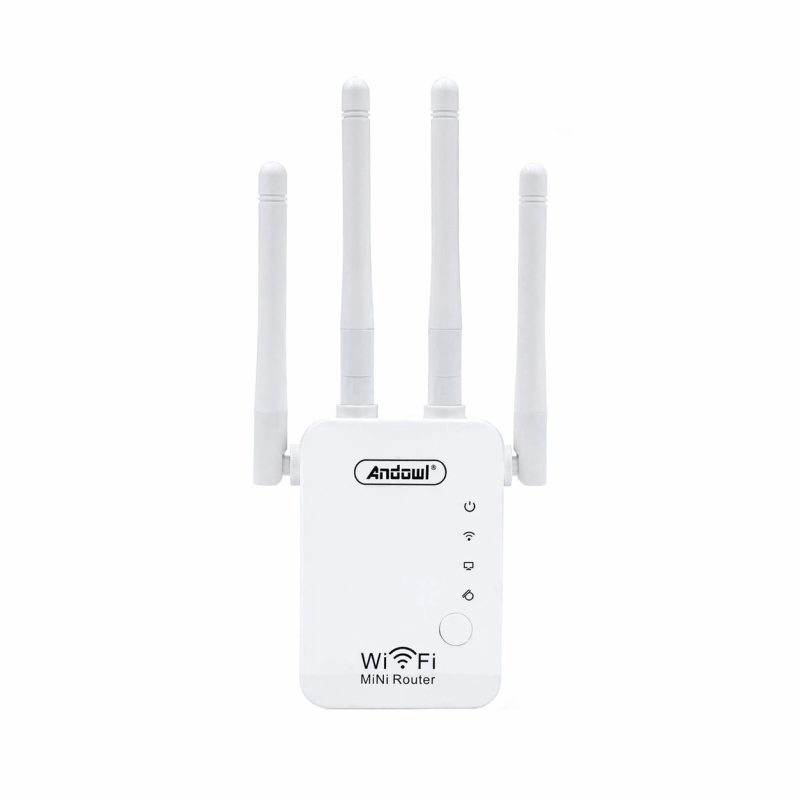 Ripetitore WiFi mini router 2.4GHz 4 antenne bianco