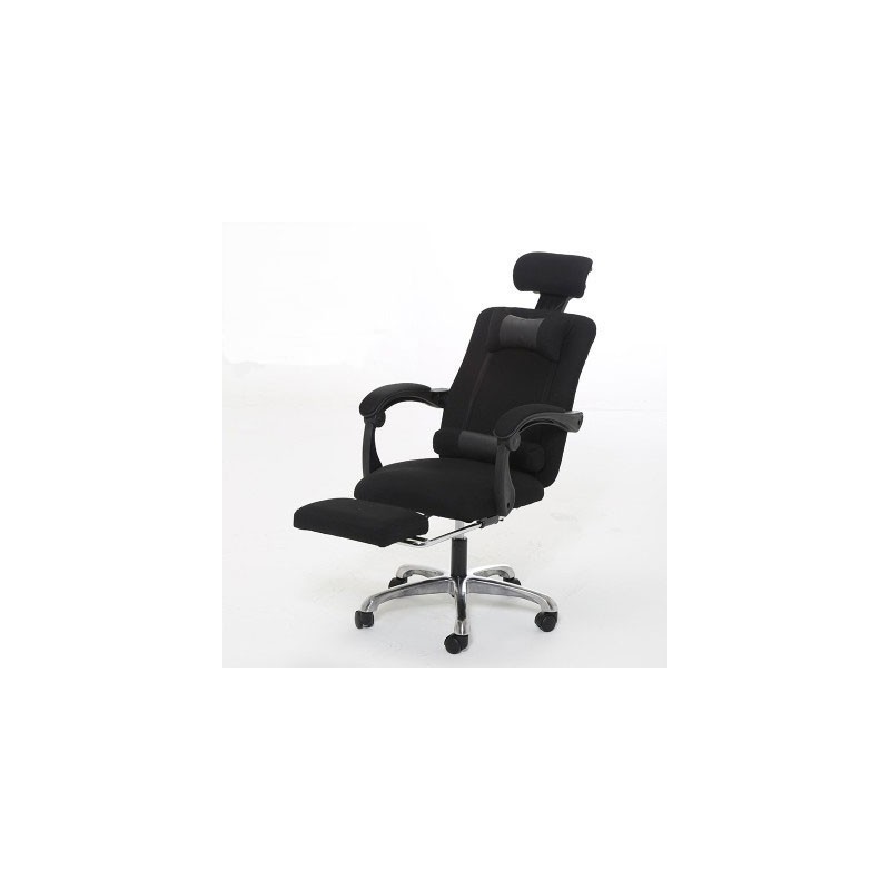 Sedia ergonomica da ufficio nera con poggiapiedi