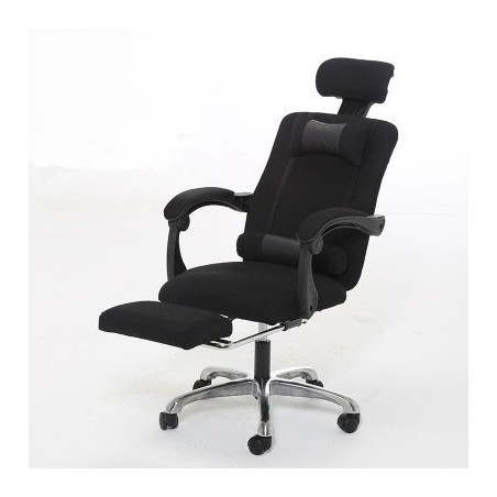 Sedia ergonomica da ufficio nera con poggiapiedi