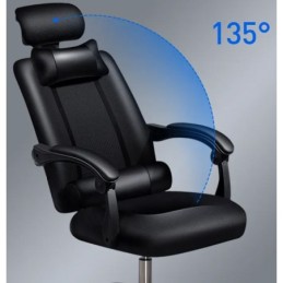 Sedia ergonomica da ufficio nera con poggiapiedi