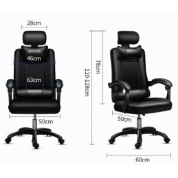 Sedia ergonomica da ufficio nera con poggiapiedi