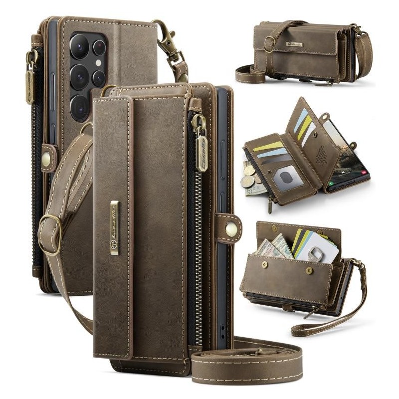 Custodia in pelle con blocco RFID per Samsung Galaxy S22 Ultra 5G