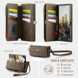 Custodia in pelle con blocco RFID per Samsung Galaxy S22 Ultra 5G