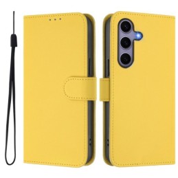 Custodia a portafoglio in pelle PU per Samsung Galaxy S25 5G con cordino giallo limone