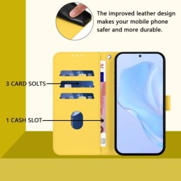 Custodia a portafoglio in pelle PU per Samsung Galaxy S25 5G con cordino giallo limone