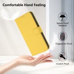 Custodia a portafoglio in pelle PU per Samsung Galaxy S25 5G con cordino giallo limone