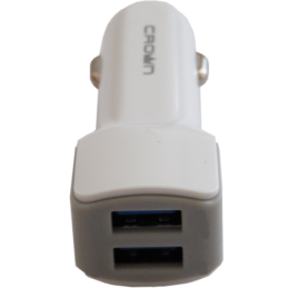 Caricabatterie per auto 2xUSB bianco CrownMicro