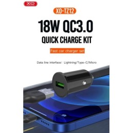Caricabatterie da auto USB type C 1m 18W 5/9/12V 3/2/1.5A