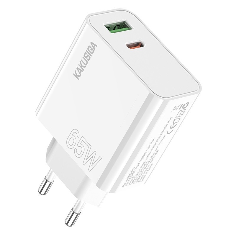 Alimentatore caricabatterie doppia porta USB/type C 3.25A 65W KSC-934