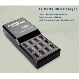Caricabatterie 12 porte USB 60W 1.5A/2.5A/3.5A
