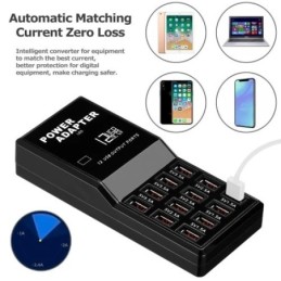 Caricabatterie 12 porte USB 60W 1.5A/2.5A/3.5A