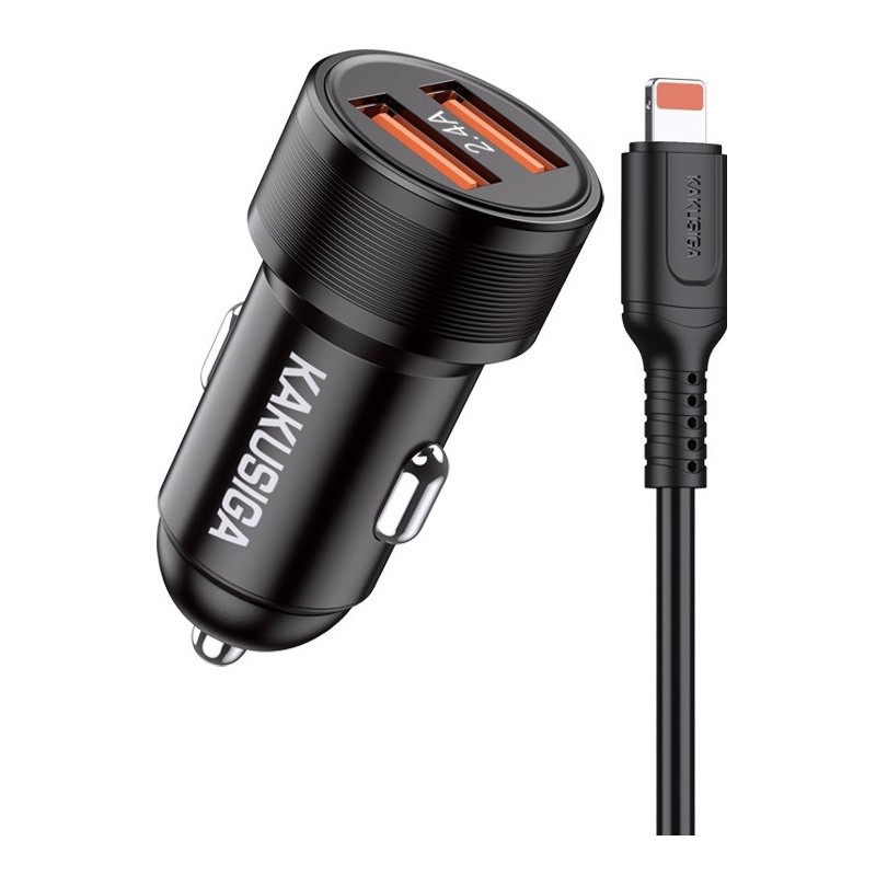 Caricabatterie da auto ricarica rapida 2xUSB 5V 2.4A con cavo Lightning KSC-860