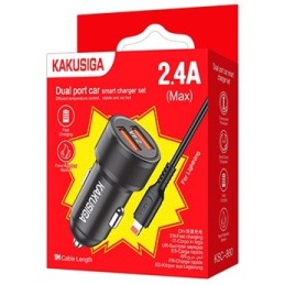 Caricabatterie da auto ricarica rapida 2xUSB 5V 2.4A con cavo Lightning KSC-860