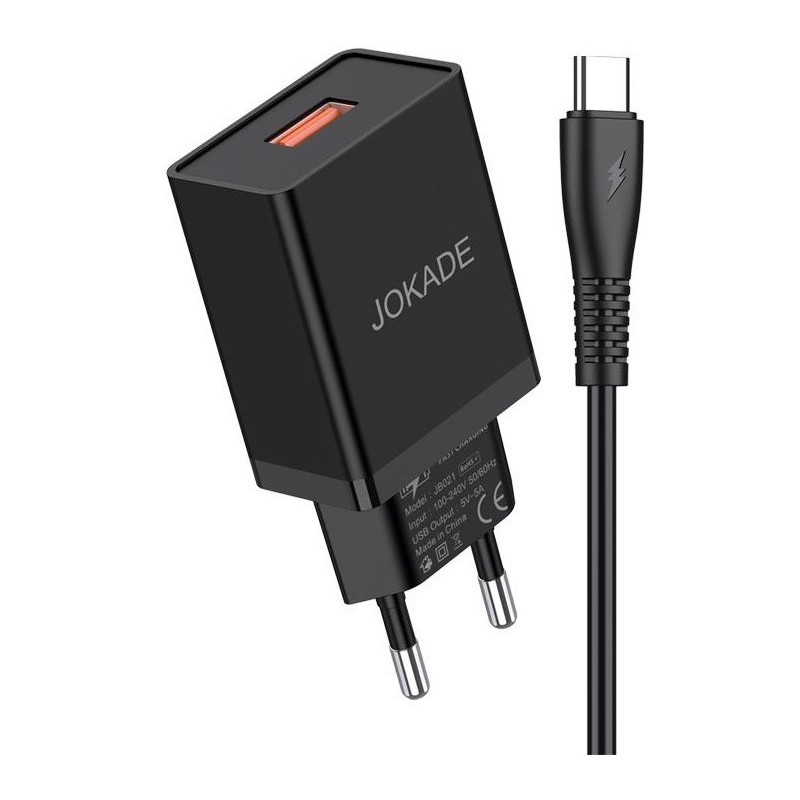 Caricabatterie USB type C ricarica rapida 5V/5A nero JB022