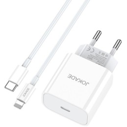 Caricabatterie con cavo USB tipo C / Lightning ricarica rapida 3A 27W bianco JB069