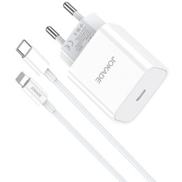 Caricabatterie con cavo USB tipo C / Lightning ricarica rapida 3A 27W bianco JB069
