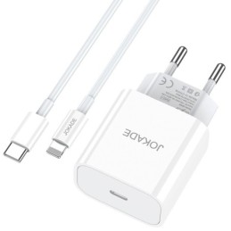 Caricabatterie con cavo USB tipo C / Lightning ricarica rapida 3A 27W bianco JB069
