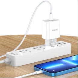 Caricabatterie con cavo USB tipo C / Lightning ricarica rapida 3A 27W bianco JB069