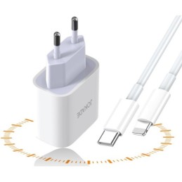 Caricabatterie con cavo USB tipo C / Lightning ricarica rapida 3A 27W bianco JB069