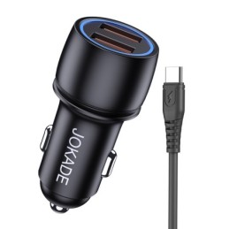 Caricabatterie per auto 2xUSB con cavo USB type C JH004