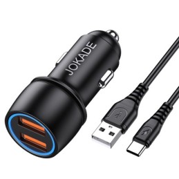 Caricabatterie per auto 2xUSB con cavo USB type C JH004