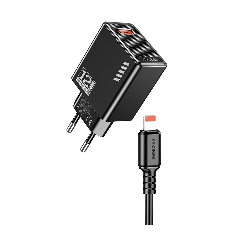 Caricatore USB lightning 5V/2.4A 12W nero KSC-1236