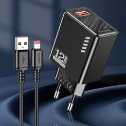 Caricatore USB lightning 5V/2.4A 12W nero KSC-1236
