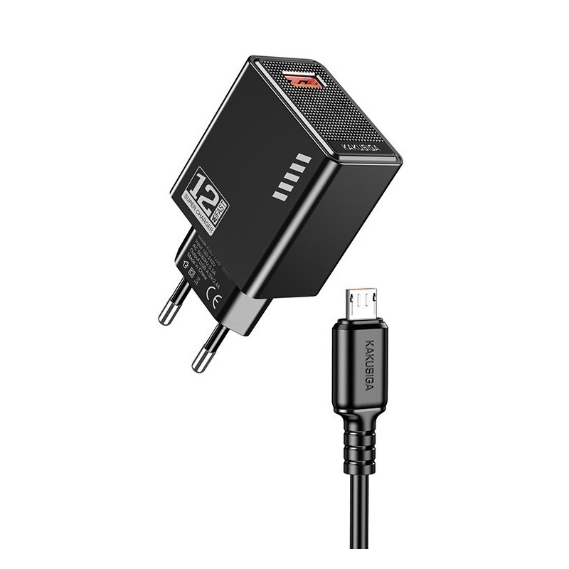Caricatore micro USB  5V/2.4A 12W nero KSC-1236