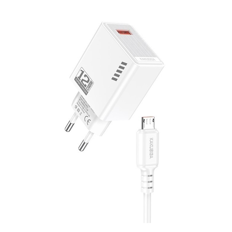 Caricatore micro USB  5V/2.4A 12W bianco KSC-1236