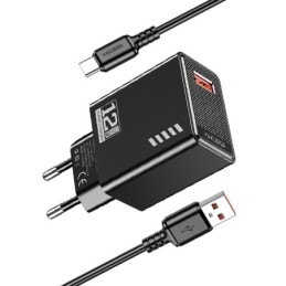 Caricatore USB Type-C USB 5V/2.4A 12W nero  KSC-1236