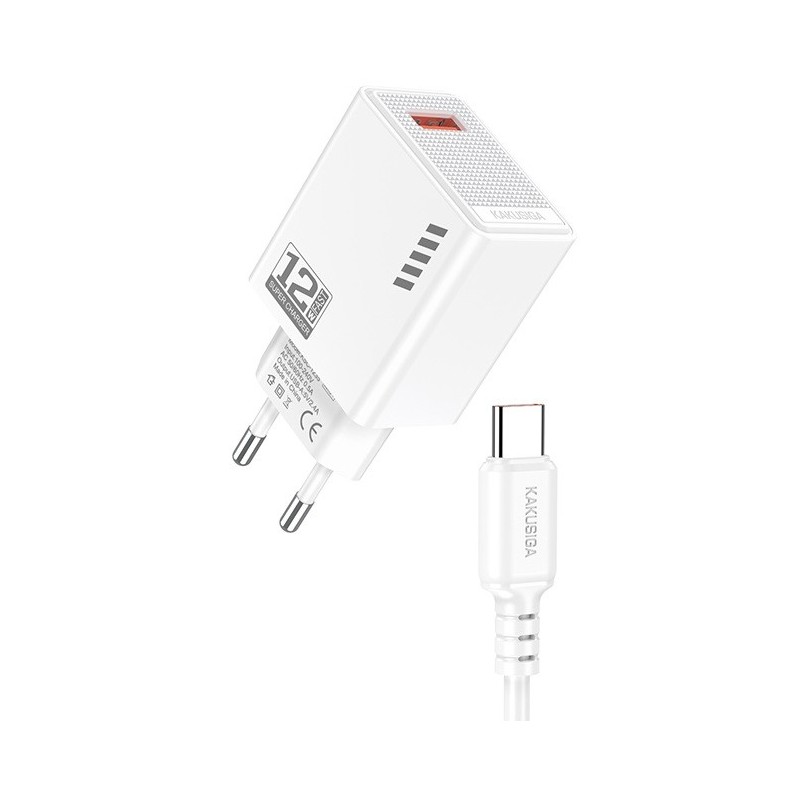 Caricatore USB Type-C USB 5V/2.4A 12W bianco  KSC-1236