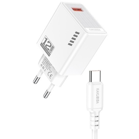 Caricatore USB Type-C USB 5V/2.4A 12W bianco  KSC-1236