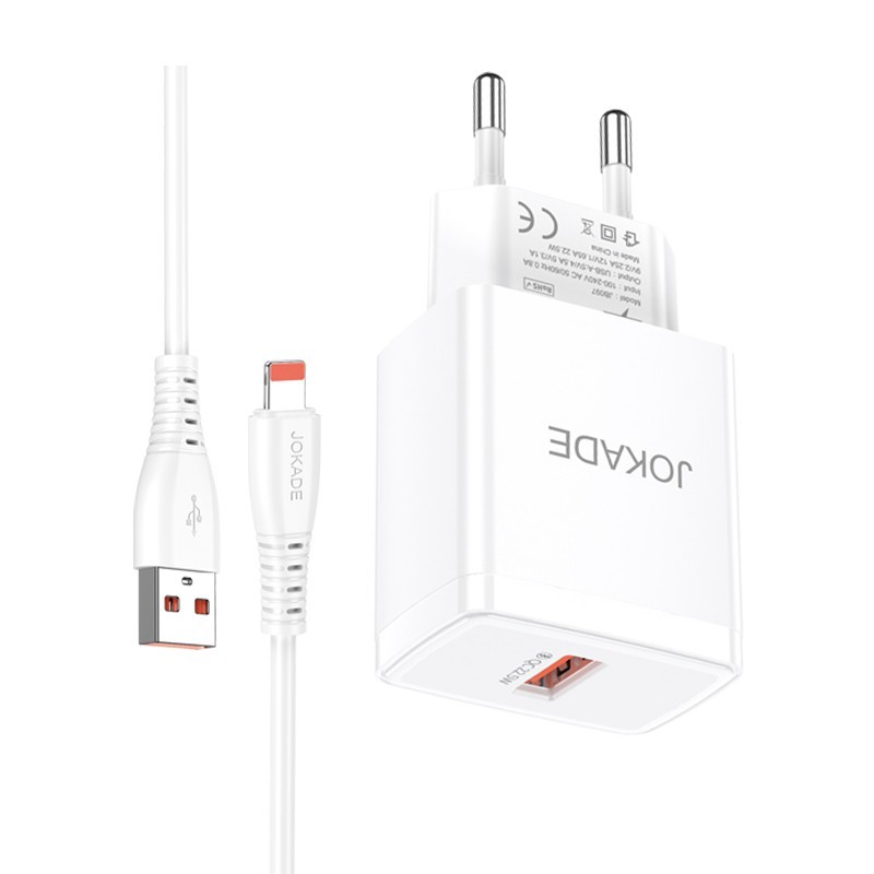 Caricabatterie e sincronizzazione lightning USB 22.5W bianco JB098