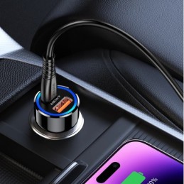 Alimentatore caricabatterie da auto USB/Type-c con cavo Lightning 90W 20V/3A nero JH048
