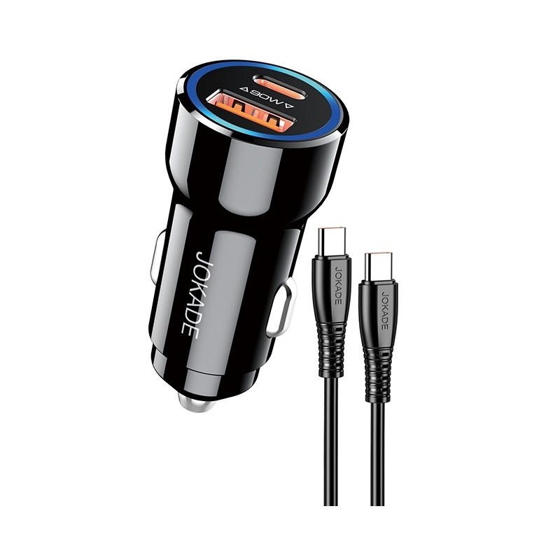 Alimentatore caricabatterie da auto USB/Type-c con cavo Type-C 90W 20V/3A nero JH048