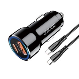 Alimentatore caricabatterie da auto USB/Type-c con cavo Type-C 90W 20V/3A nero JH048