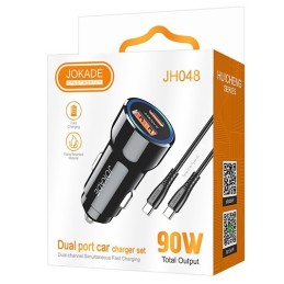 Alimentatore caricabatterie da auto USB/Type-c con cavo Type-C 90W 20V/3A nero JH048