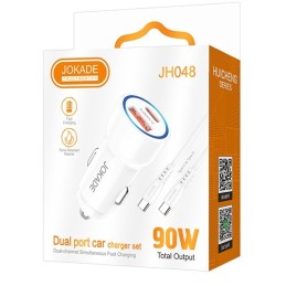 Alimentatore caricabatterie da auto USB/Type-c con cavo Type-C 90W 20V/3A bianco JH048
