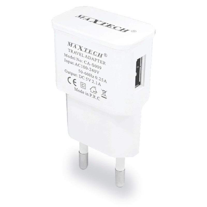 Caricabatterie USB bianco 5V 2.1A