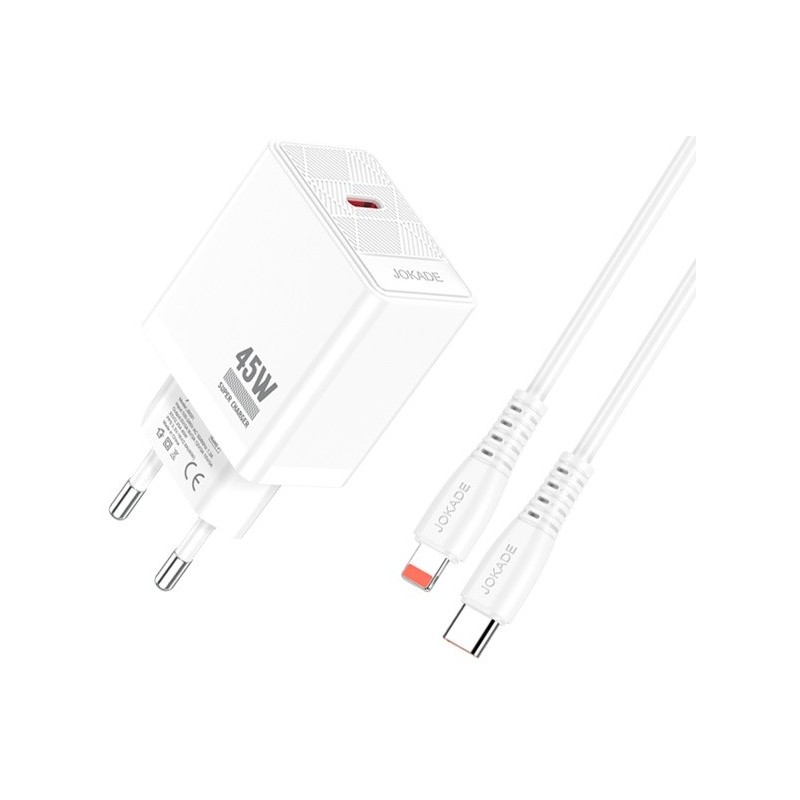 Caricabatterie ricarica rapida con cavo USB Type C - Lightning bianco 1m JB092
