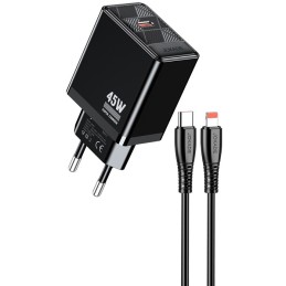 Caricabatterie ricarica rapida con cavo USB Type C - Lightning nero 1m JB092