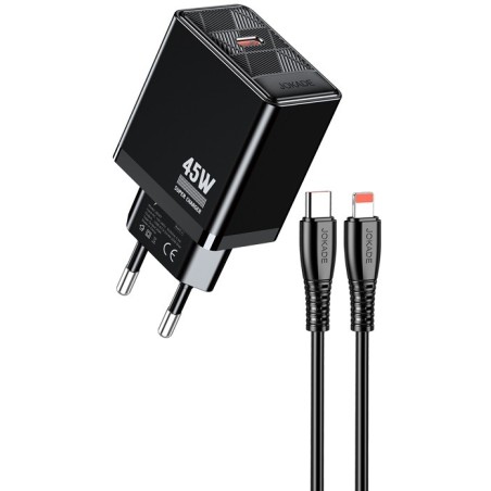Caricabatterie ricarica rapida con cavo USB Type C - Lightning nero 1m JB092