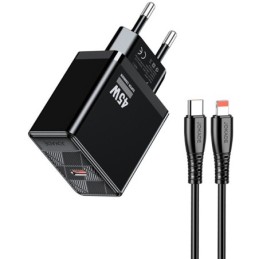 Caricabatterie ricarica rapida con cavo USB Type C - Lightning nero 1m JB092