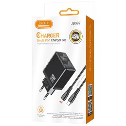 Caricabatterie ricarica rapida con cavo USB Type C - Lightning nero 1m JB092