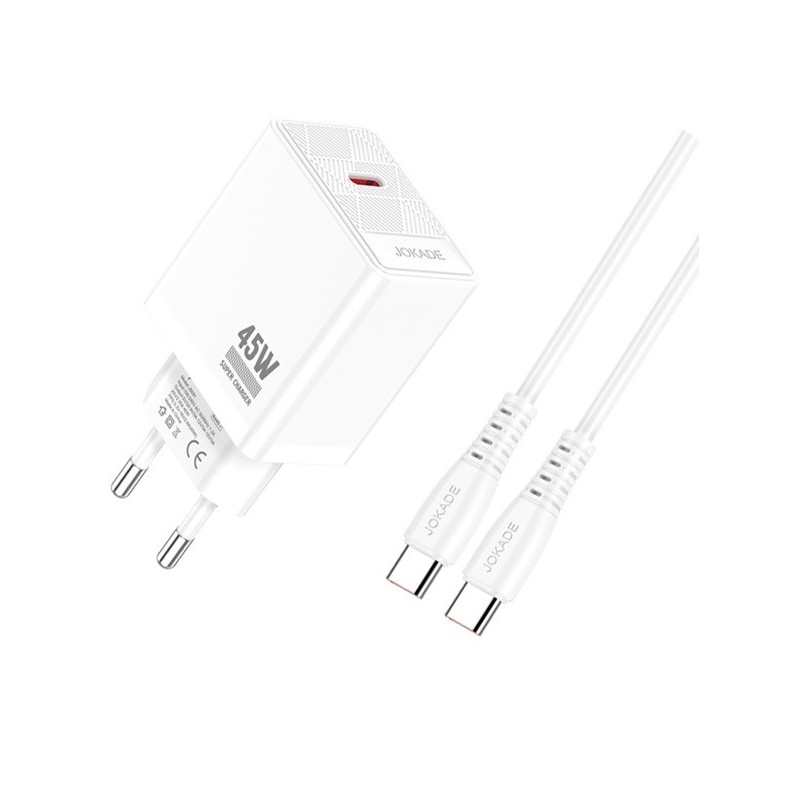 Caricabatterie ricarica rapida con cavo USB Type C  bianco 1m JB092