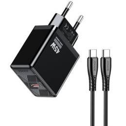 Caricabatterie ricarica rapida con cavo USB Type C nero 1m JB092